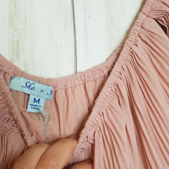 Dusty Rose Flowy Off the Shoulder Blouse NWT - Picture 8 of 8